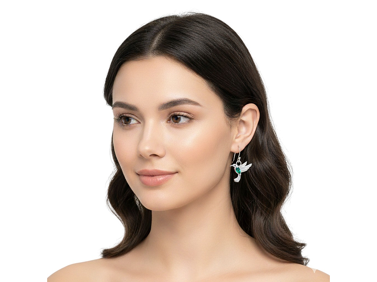 Aros Colgate Colibrí Ave Cristal Verde 4