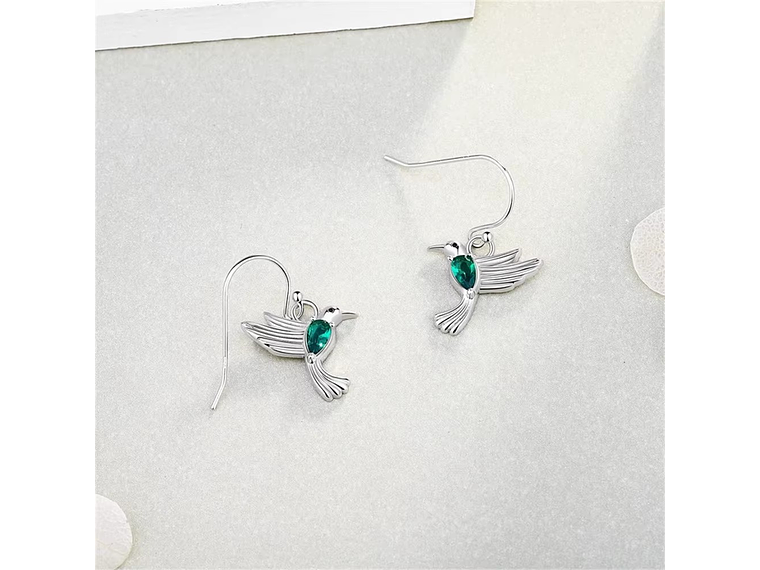 Aros Colgate Colibrí Ave Cristal Verde 5