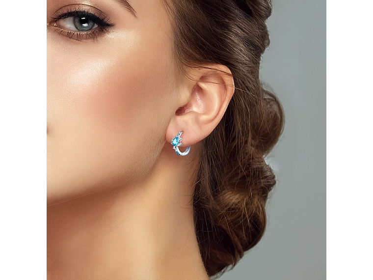 Aros Plata 925 Tortuga Marina Cristal Celeste 5