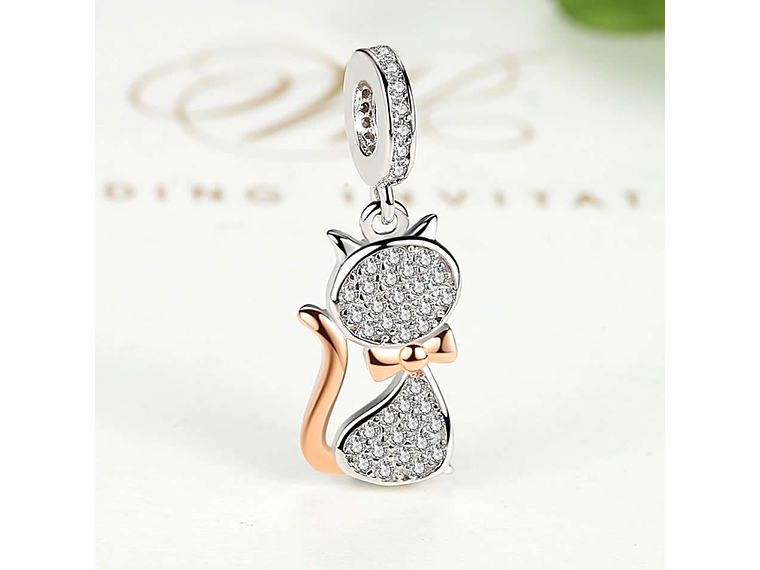 Charm Dije Plata 925 Gato Circones 2