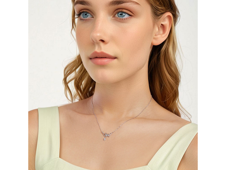 Collar Gato Plata 925 Gatito Jugando Corazon 5