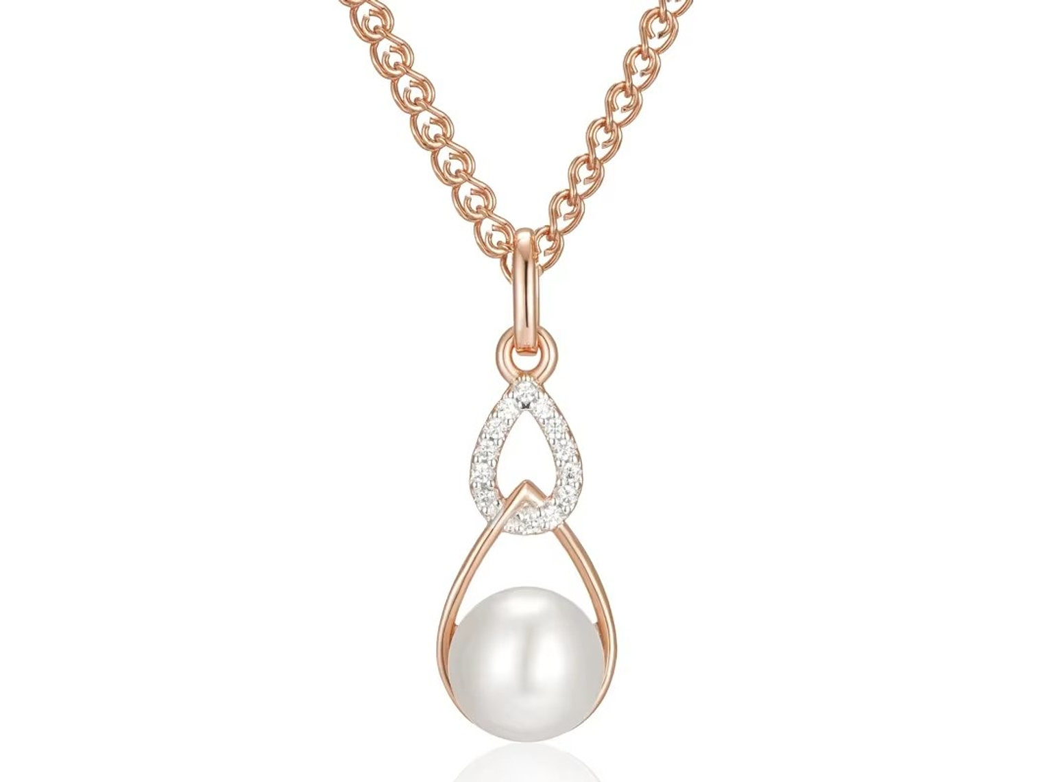 Collar Gota Perla y Circones Dorado Rosa 1