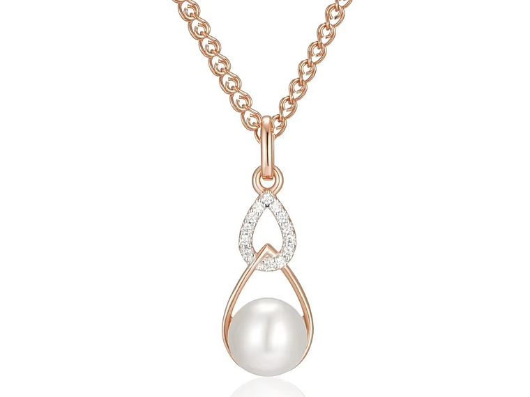 Collar Gota Perla y Circones Dorado Rosa 1