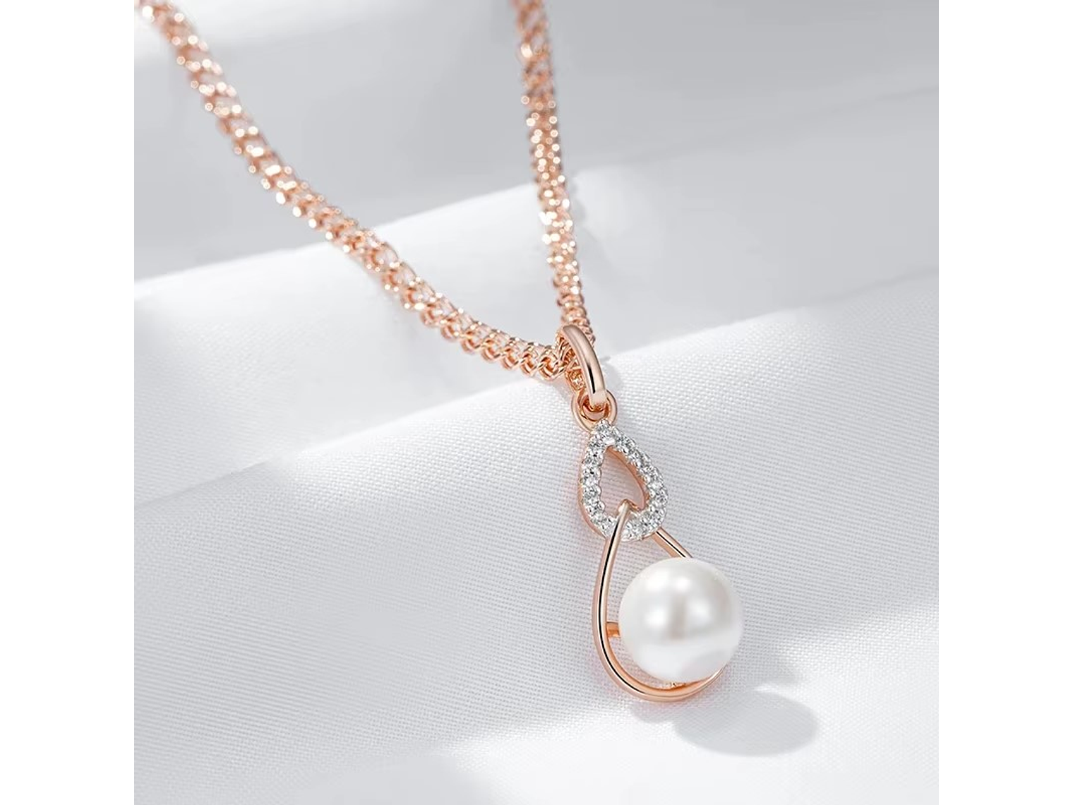 Collar Gota Perla y Circones Dorado Rosa 5