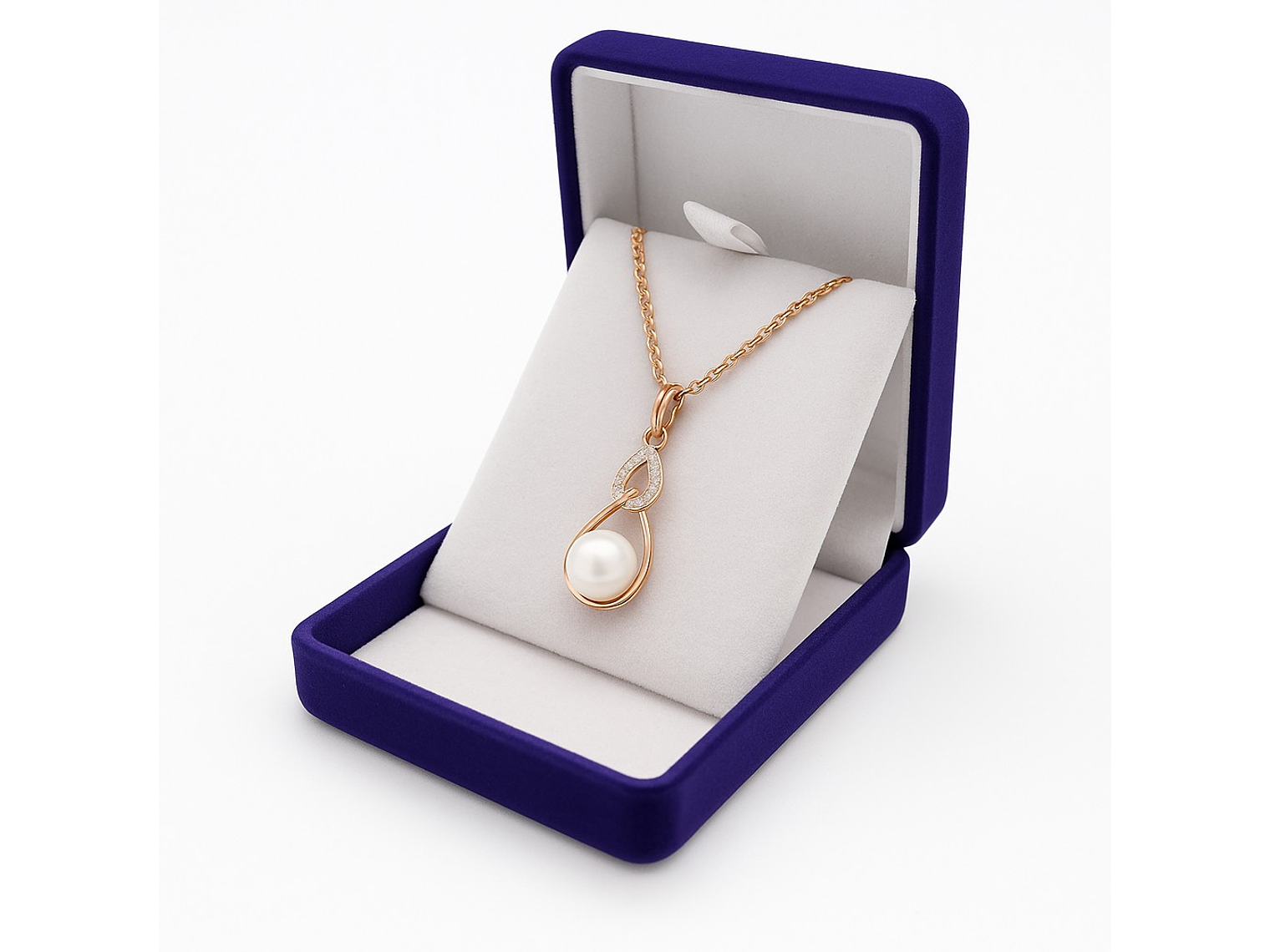 Collar Gota Perla y Circones Dorado Rosa 7