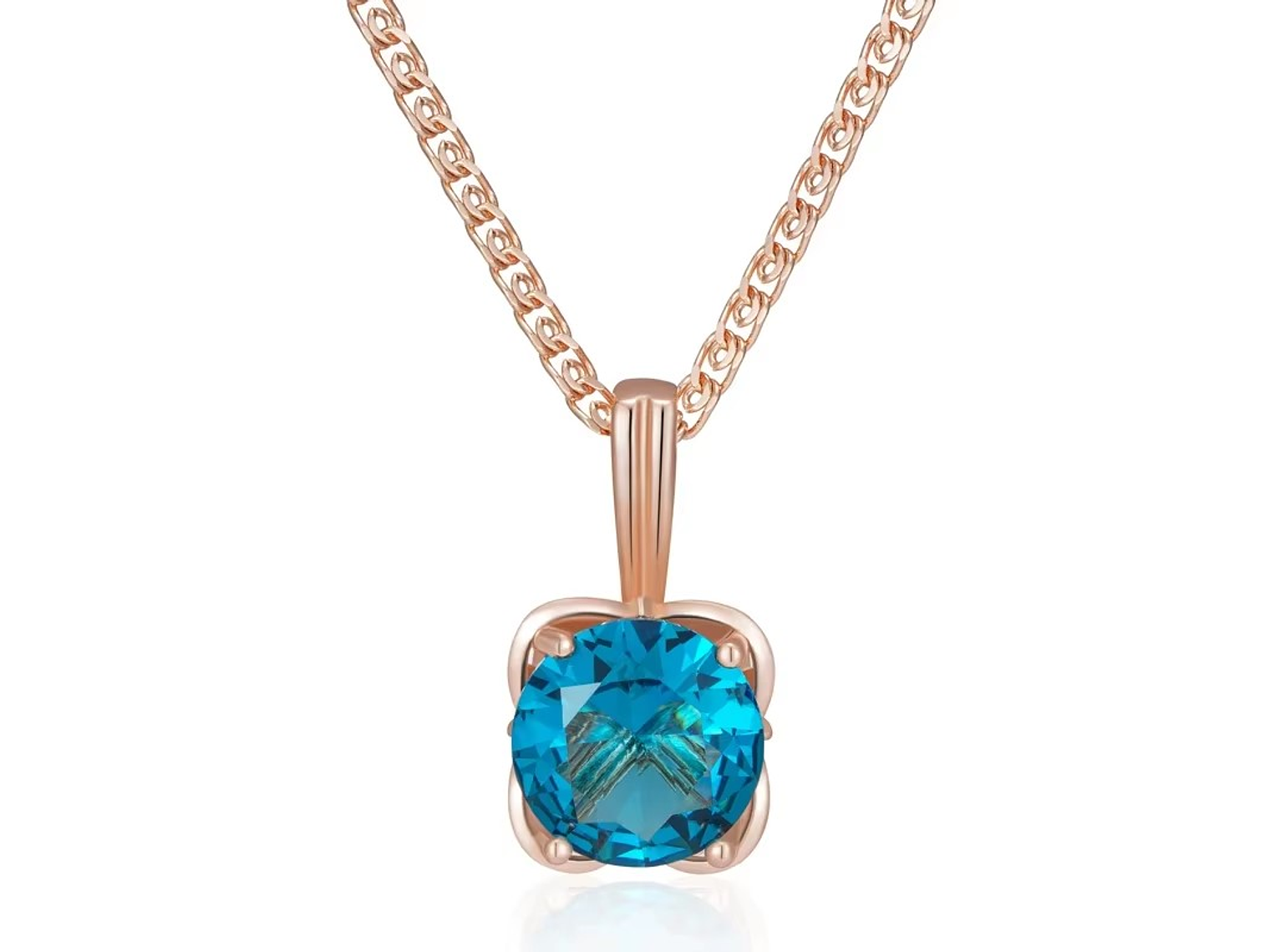 Collar Cristal Azul Circular Dorado Rosa 1