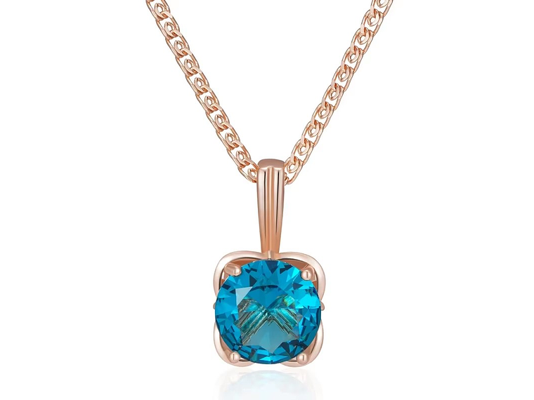 Collar Cristal Azul Circular Dorado Rosa 1