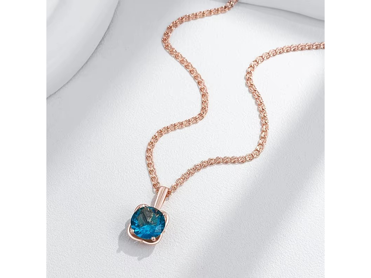 Collar Cristal Azul Circular Dorado Rosa 4