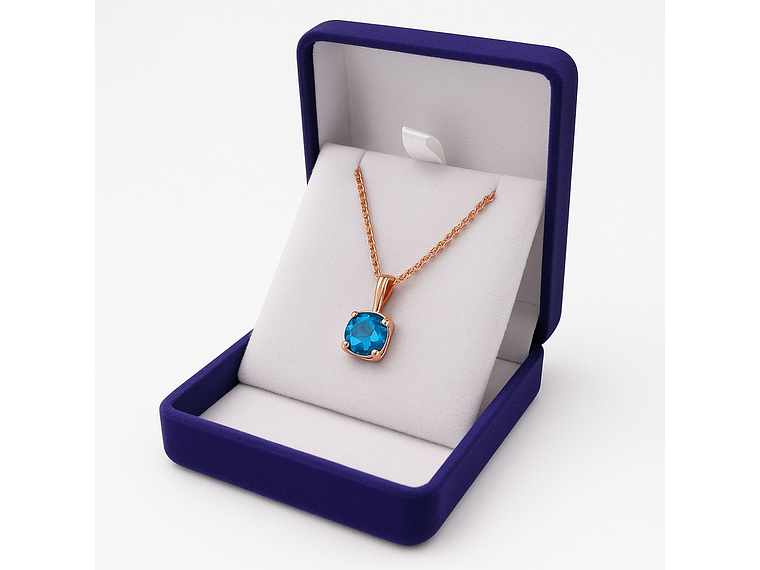 Collar Cristal Azul Circular Dorado Rosa 8