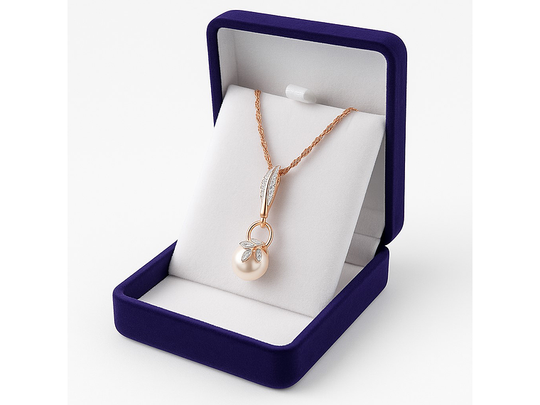 Collar Hojas Perla y Circones Dorado Rosa 7