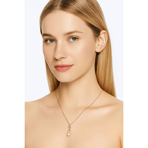 Collar Hojas Perla y Circones Dorado Rosa