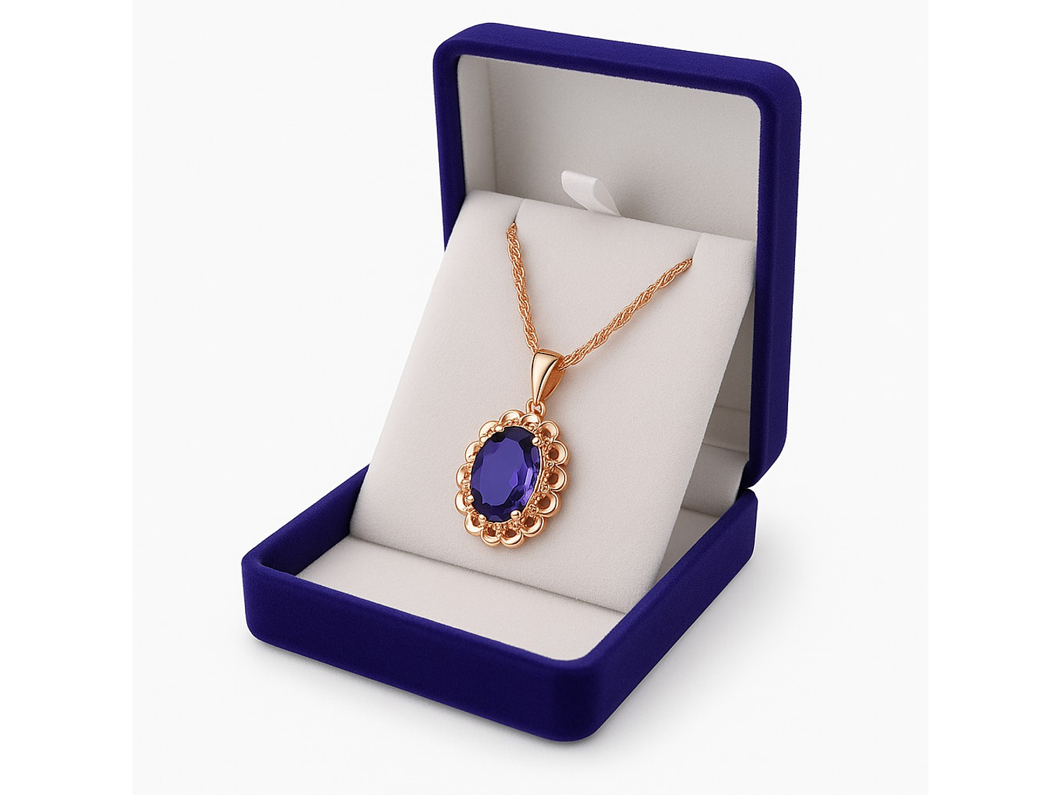 Collar Cristal Purpura Ovalado Dorado Rosa 2