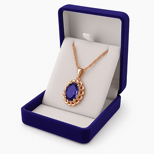 Collar Cristal Purpura Ovalado Dorado Rosa