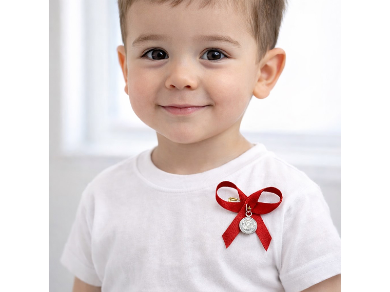 Medalla Plata 925 San Benito Bebe Cinta Roja 1158 3