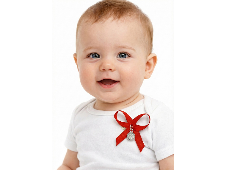 Medalla Plata 925 San Benito Bebe Cinta Roja 1159 3