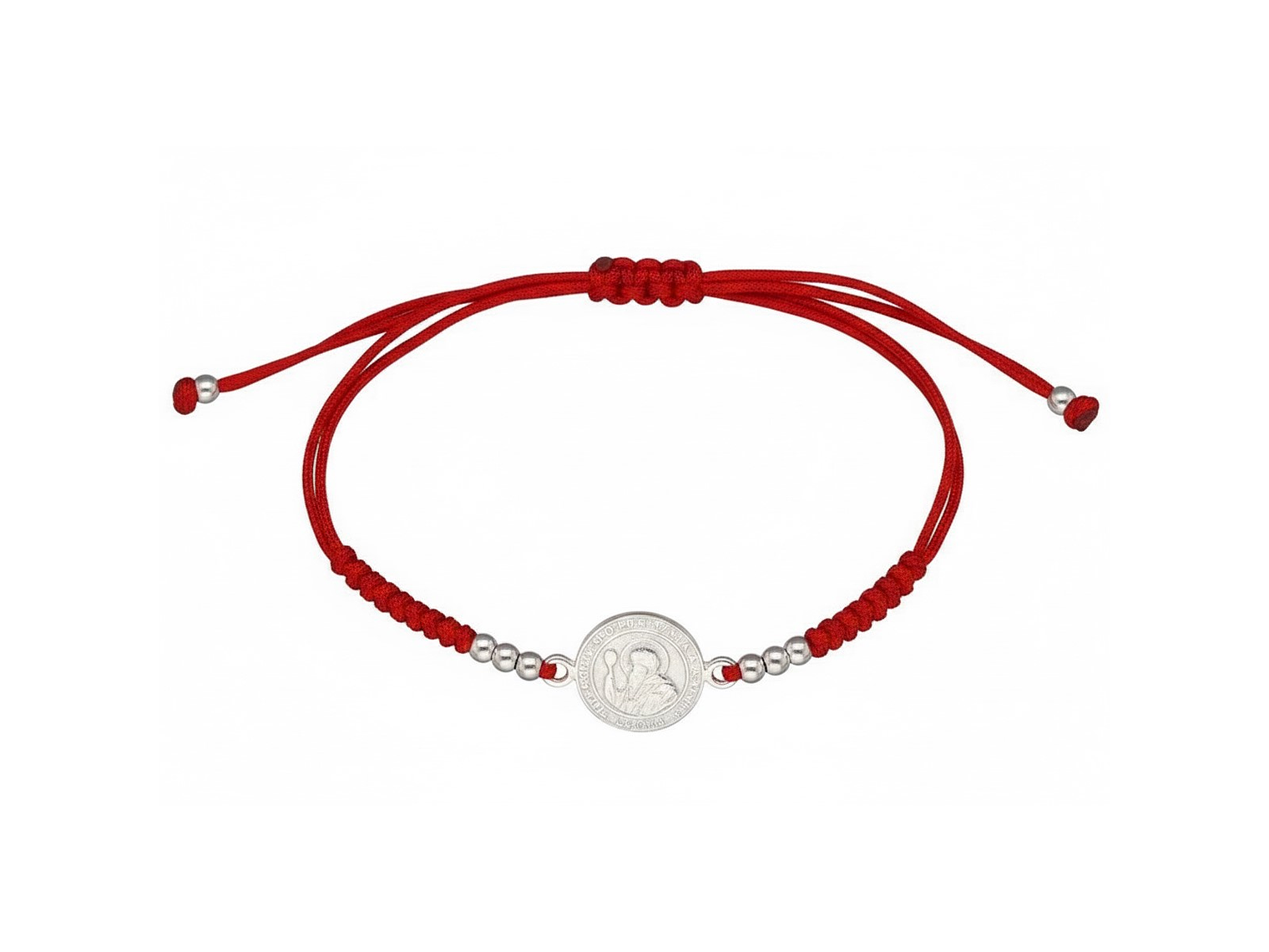 Pulsera Plata 925 Hilo Rojo Trenzado Bolitas San Benito 1