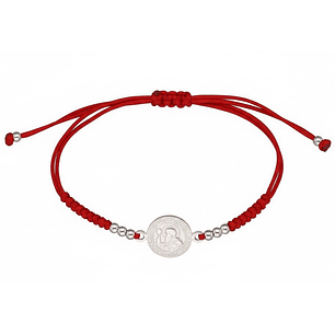 Pulsera Plata 925 Hilo Rojo Trenzado Bolitas San Benito