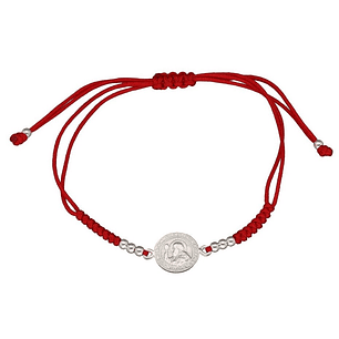 Pulsera Plata 925 Hilo Rojo Trenzado Bolitas San Benito