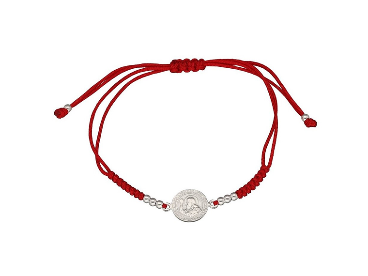 Pulsera Plata 925 Hilo Rojo Trenzado Bolitas San Benito 2