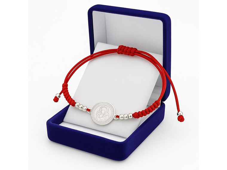 Pulsera Plata 925 Hilo Rojo Trenzado Bolitas San Benito 3