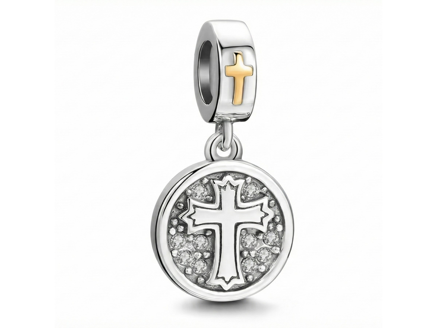 Charm Plata 925 Colgante Medalla Cruz Dios 1