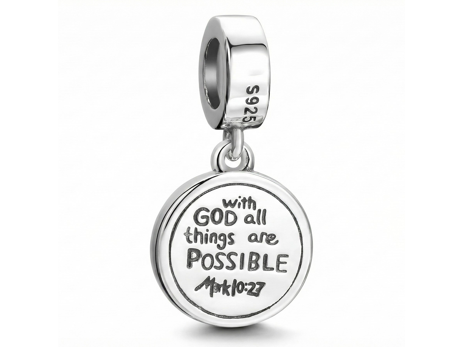 Charm Plata 925 Colgante Medalla Cruz Dios 5