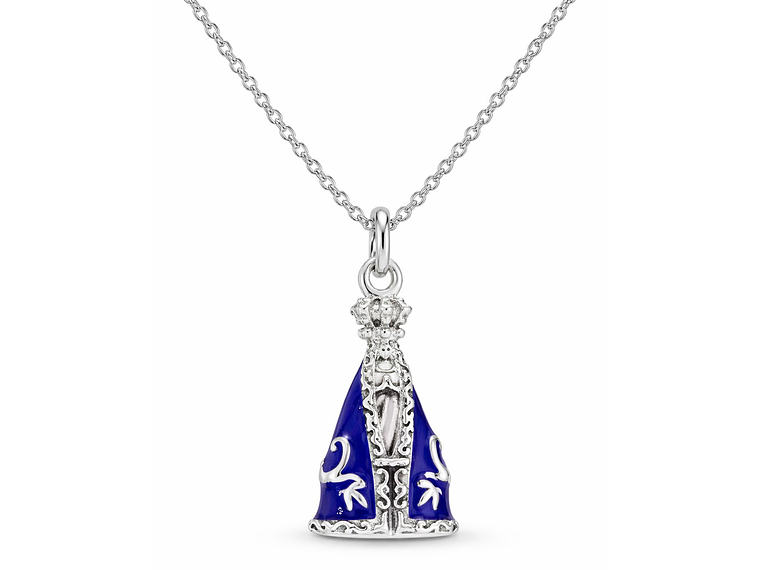 Charm Plata 925 Virgen N.S de Aparecida Manto Azul 3