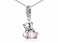 Charm Plata 925 Osito Con Corazón Cristal Rosado - Miniatura 3