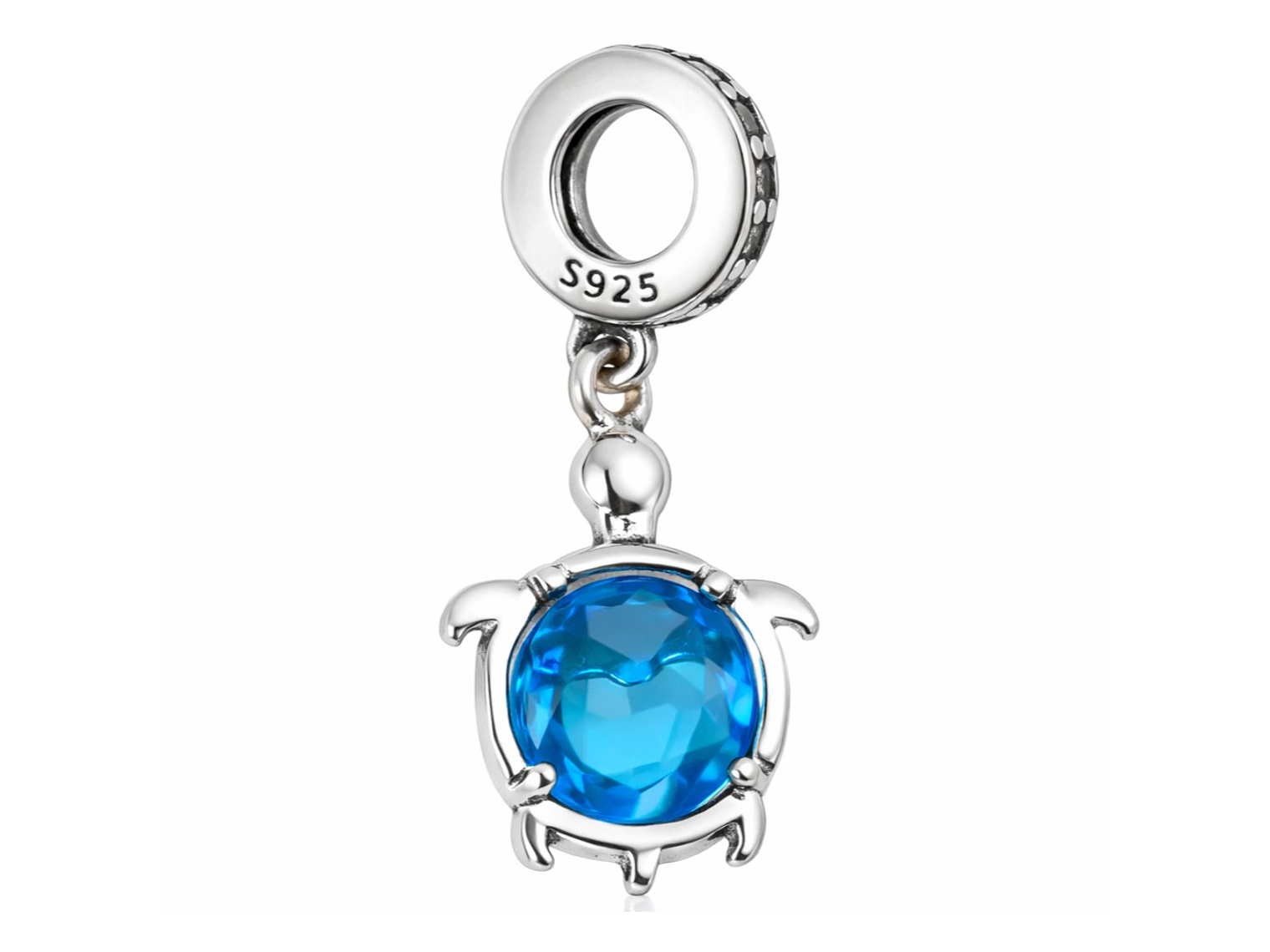 Charm Dije Colgante Plata 925 Tortuga Azul Corazón 2