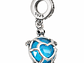 Charm Dije Colgante Plata 925 Tortuga Azul Corazón - Miniatura 5