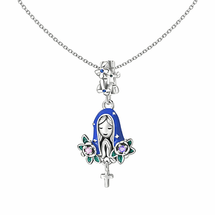 Charm Dije Plata 925 Virgen María Flor de Loto