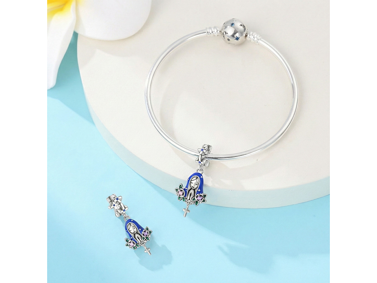 Charm Dije Plata 925 Virgen María Flor de Loto 4