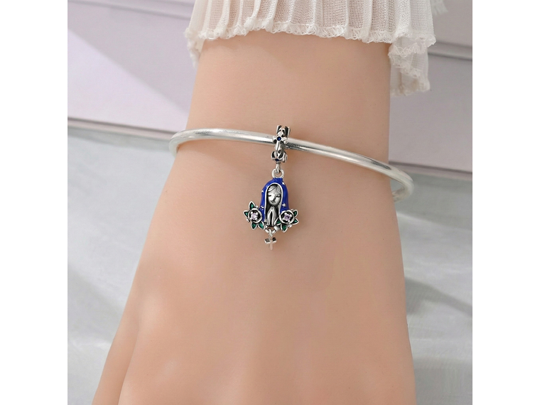 Charm Dije Plata 925 Virgen María Flor de Loto 5