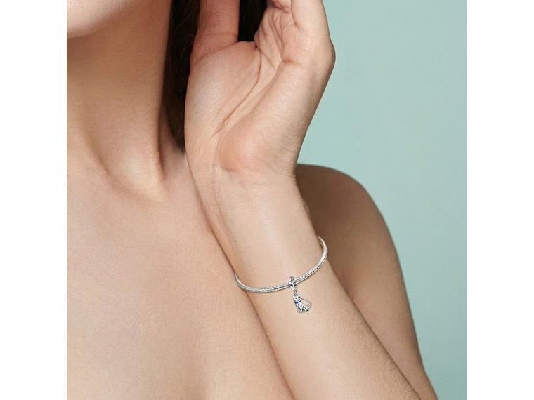 Charm Dije Plata 925 Gato Sentado Collar Azul 5