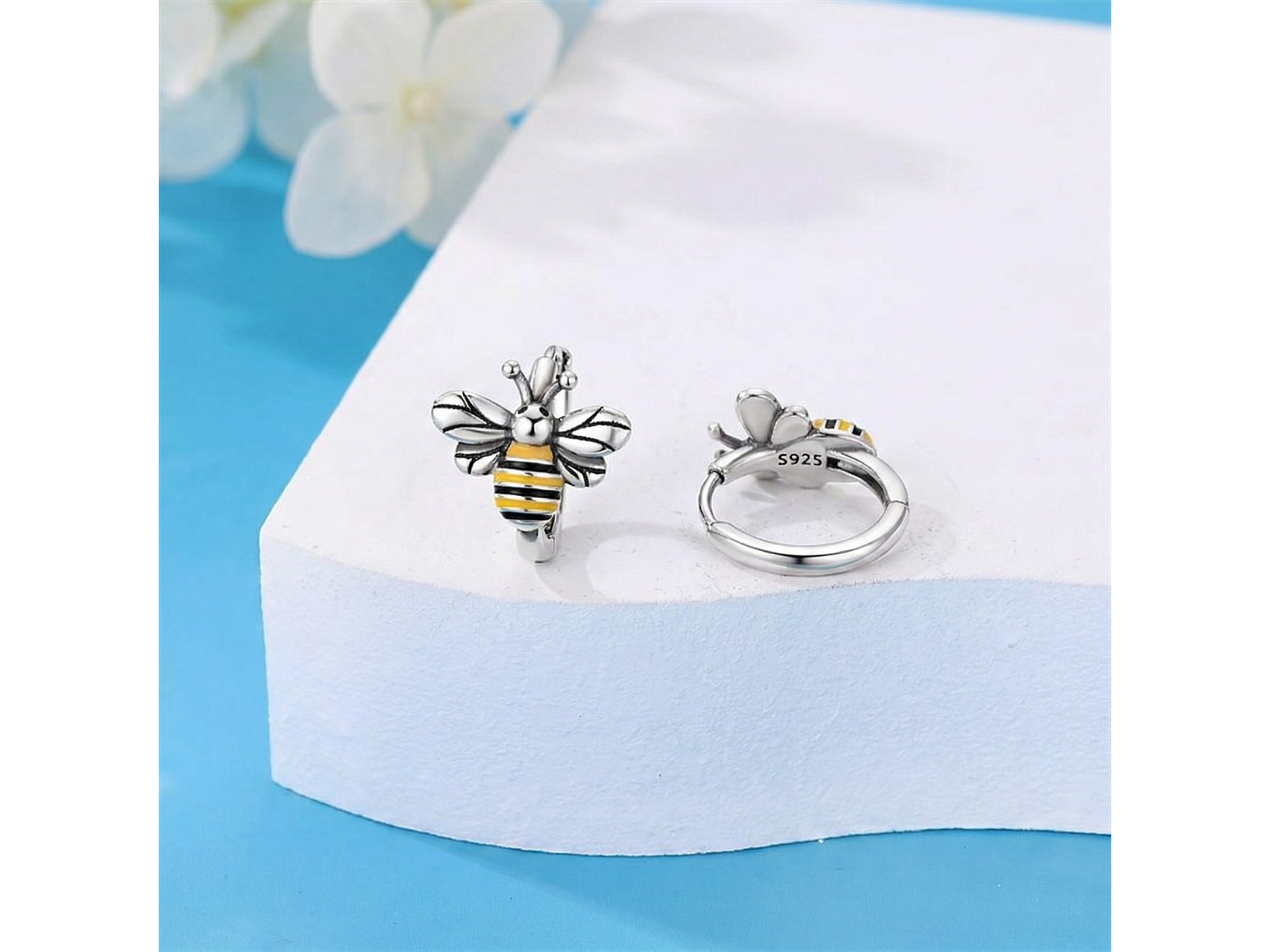 Aros Plata 925 Abeja Argolla 14mm 2