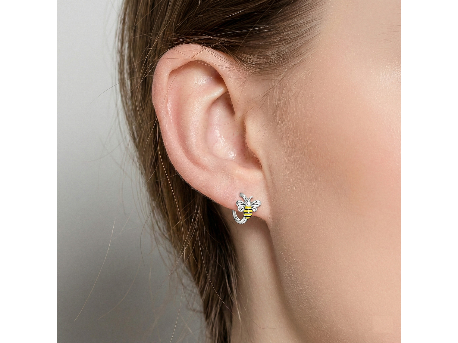 Aros Plata 925 Abeja Argolla 14mm 4