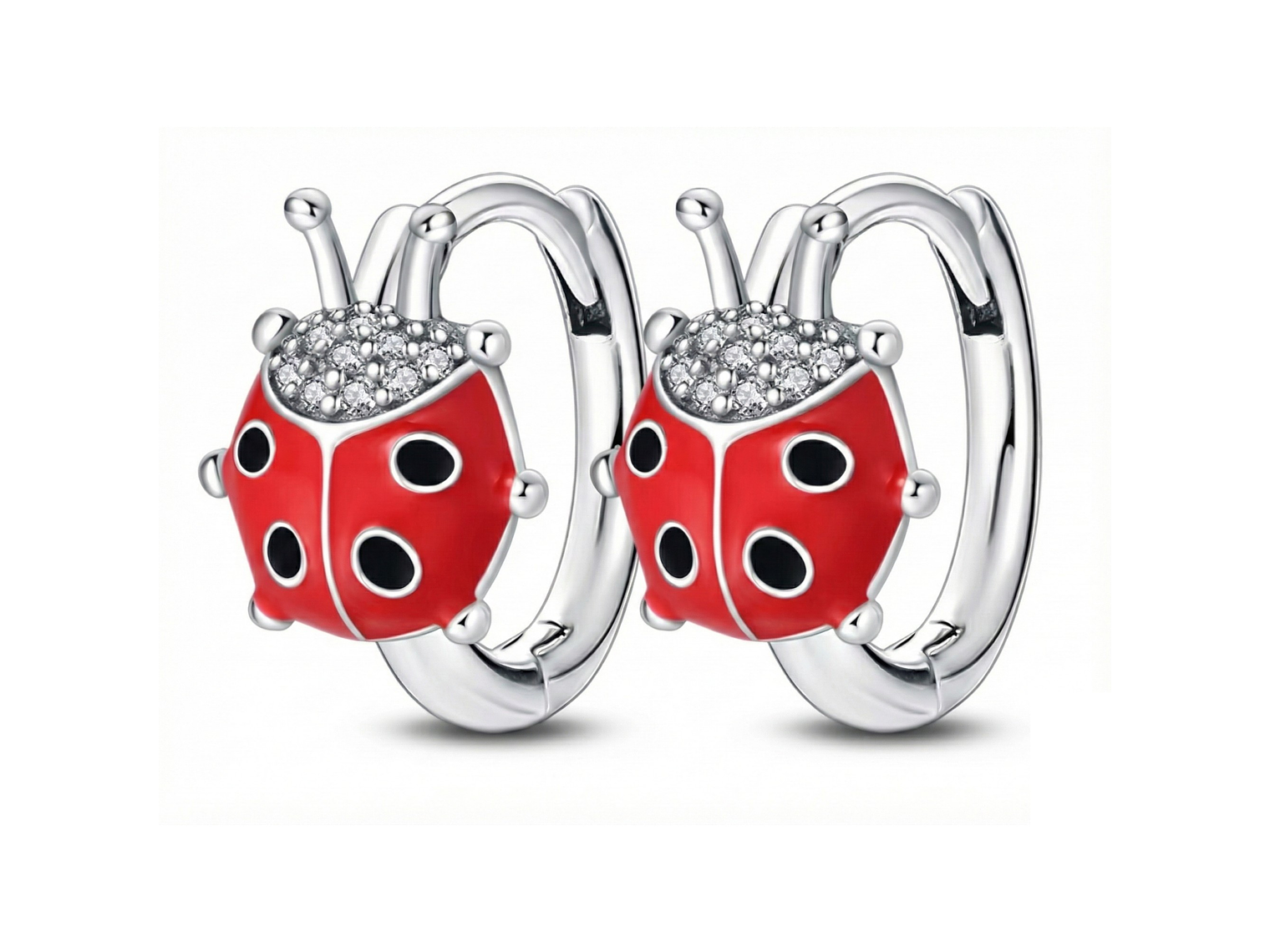 Aros Plata 925 Mariquita Argolla 14mm 1