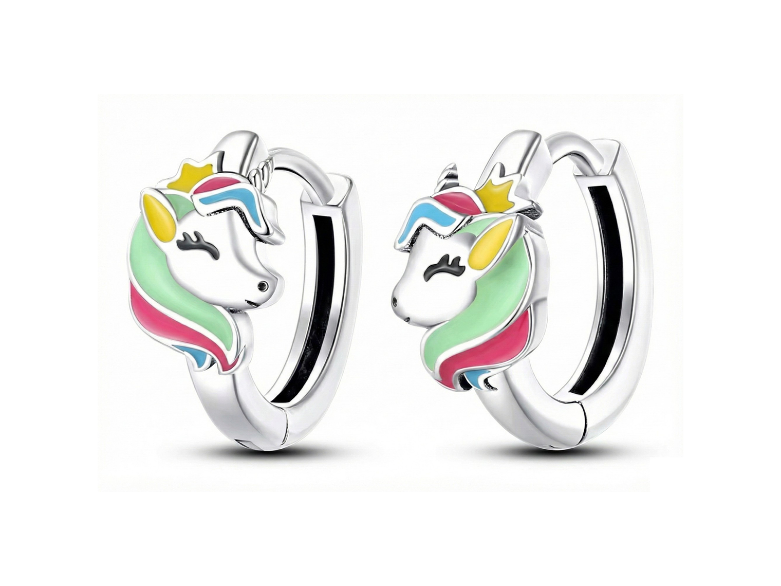 Aros Plata 925 Unicornio Argolla 14mm 1