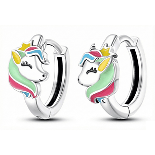 Aros Plata 925 Unicornio Argolla 14mm