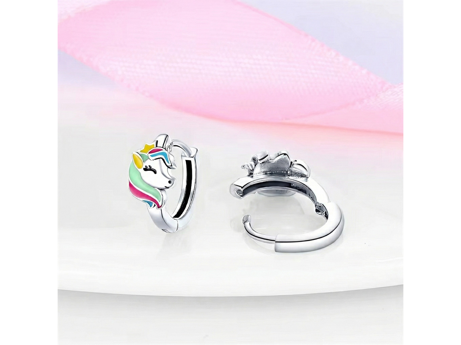 Aros Plata 925 Unicornio Argolla 14mm 2