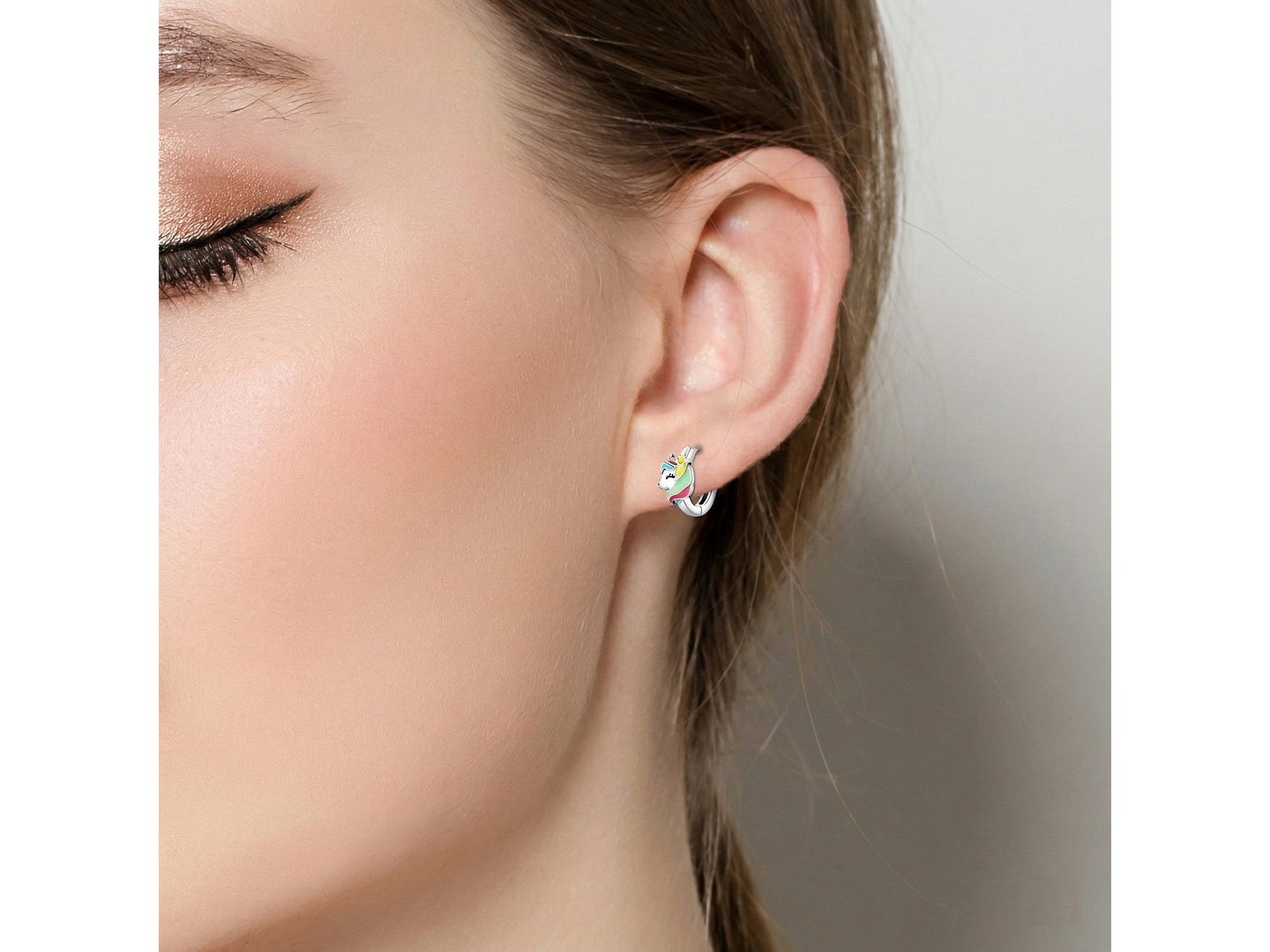 Aros Plata 925 Unicornio Argolla 14mm 3