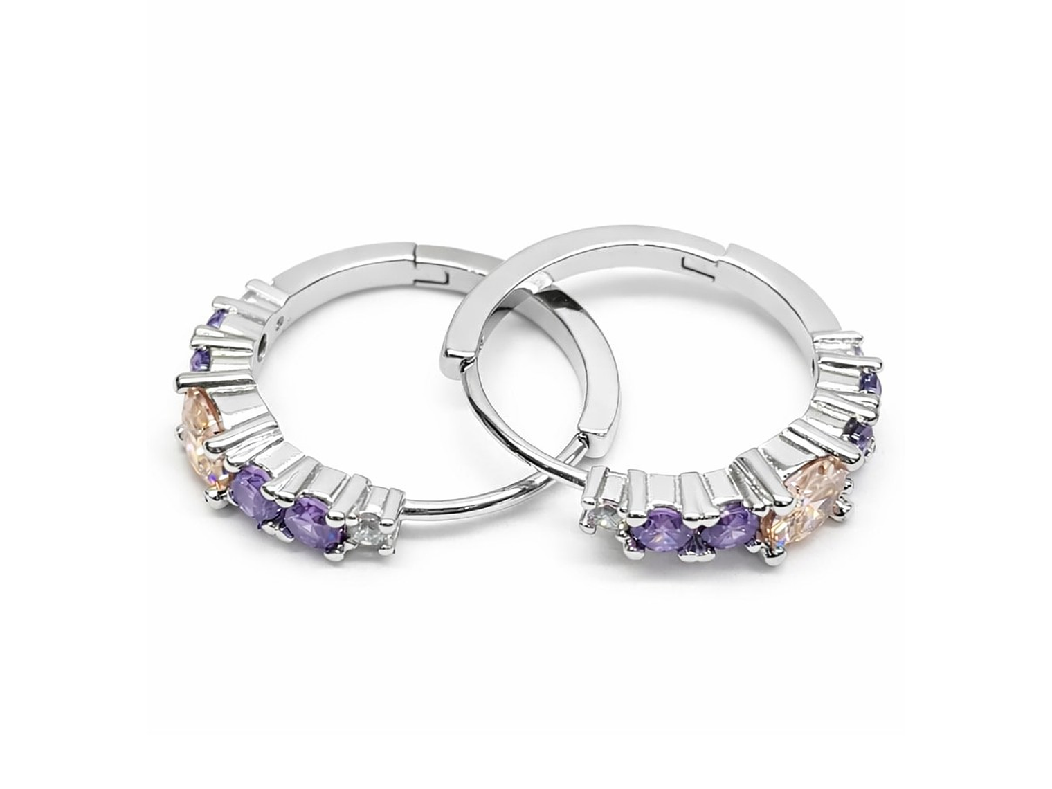 Aros Argollas Circones Morados y Rosados 20mm 2