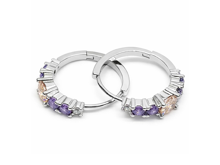 Aros Argollas Circones Morados y Rosados 20mm 2