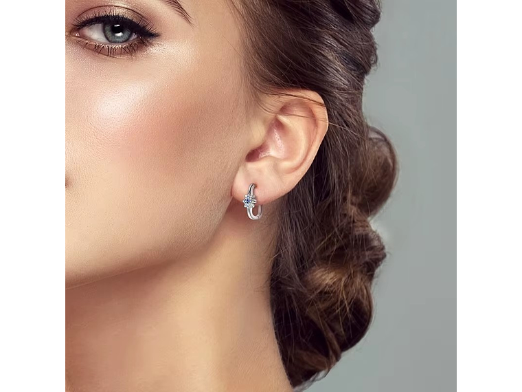 Aros Argolla Huggies Plata 925 Eslabón Estrella 2