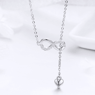 Collar Plata 925 Infinito y Corazón Plateado
