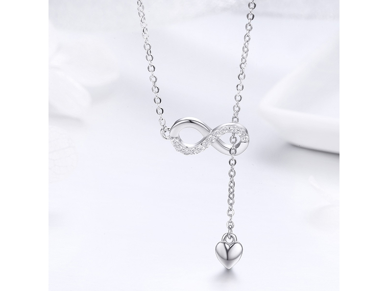 Collar Plata 925 Infinito y Corazón Plateado 2