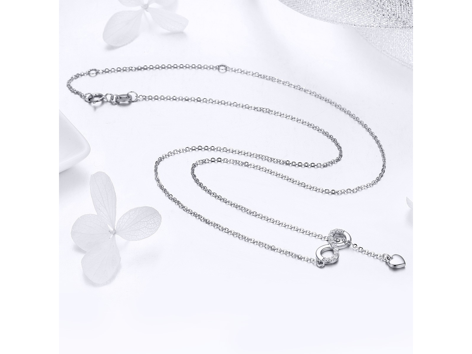 Collar Plata 925 Infinito y Corazón Plateado 3