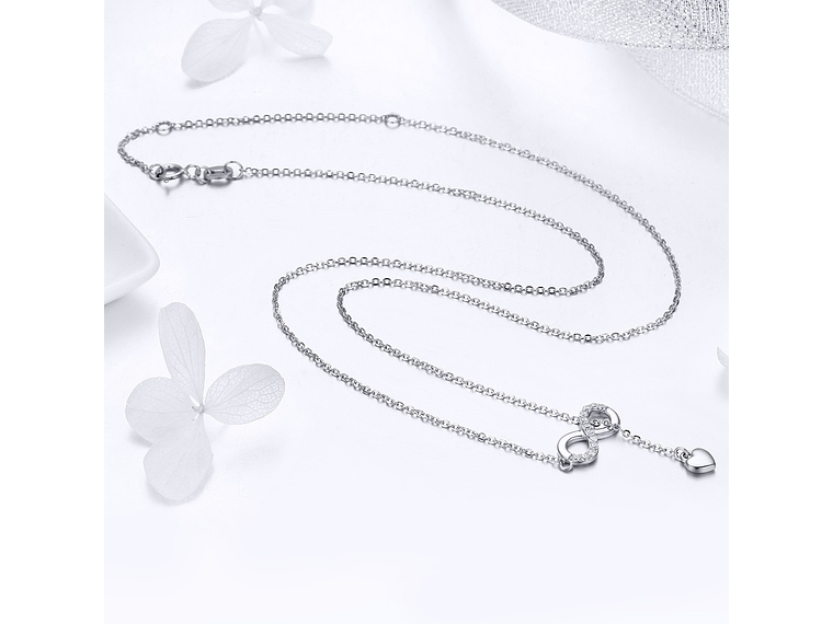 Collar Plata 925 Infinito y Corazón Plateado 3