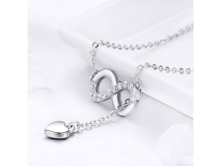 Collar Plata 925 Infinito y Corazón Plateado 4
