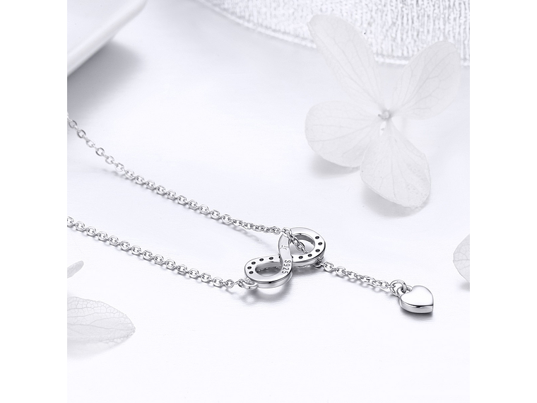 Collar Plata 925 Infinito y Corazón Plateado 5